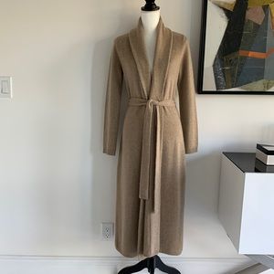 Ralph Lauren 100% Cashmere Full Length Cardigan Taupe Sweater Size Small